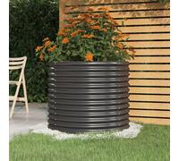 Anthracite Powder-Coated Steel Garden Planter, 80x80x68cm Outdoor Raised Bed Pot
