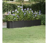 vidaXL Anthracite Powder-coated Steel Raised Garden Bed, Planter Box 224x40x36 cm - Oval Outdoor Garden, Patio Planter