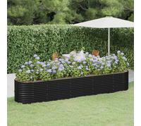 Anthracite Powder-Coated Steel Garden Raised Bed, 368x80x68 cm, Oval Planter XL