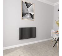 Anthracite Radiators Horizontal Oval Double Panel Designer Radiator 600x1003mm Central Heating Radiators