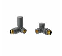 (Anthracite) Round Head Manual Corner Radiator Rad Valves 1/2"x15mm Brass Twin Pack