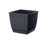 (Anthracite Square, 6 Litres) Plant Pot Flowerpot Wave Plastic Crystal Modern Decorative Small Medium Large