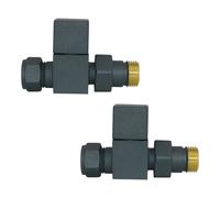 Anthracite Straight Manual Valves 15mm Pair for Bathroom Heated Towel Rail Radiator