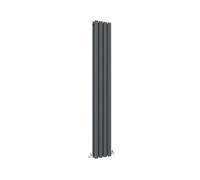Anthracite Vertical Radiator 1600x236mm Oval Double Panel Column Designer Radiator Central Heating