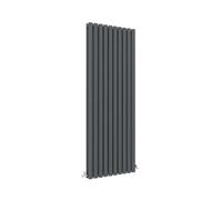 Anthracite Vertical Radiator 1600x590mm Oval Double Panel Bathroom Column Designer Radiator Central Heating