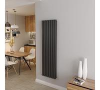 Anthracite Vertical Radiator Oval Double Panel Designer Tall Radiators 1600x472mm Central Heating Radiators