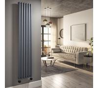 Anthracite Electric Vertical Designer Radiator 2kW with Wifi Thermostat - H1800xW354mm - IPX4 Bathroom Safe