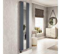 Anthracite Electric Vertical Designer Radiator 1.2kW with Mirror and Wifi Thermostat - H1800xW500mm - IPX4 Bathroom Safe