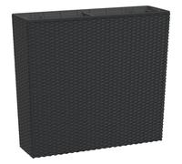 Planter Anthracite Rattan Look PP 58x18x50cm Removable Inner 12/44L Patio Deck