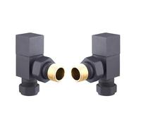 (Anthracite) WarmeHaus Square Angled Towel Rail/Radiator Valves