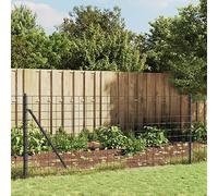 Anthracite Wire Mesh Fence 1x25m, Galvanized Steel with PVC Coating, Durable Outdoor Pet Barrier for Gardens and Animal Enclosures, No Dig Installation