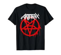 Anthrax Red Pentagram Logo T-Shirt, Men, Black, 4X-Large