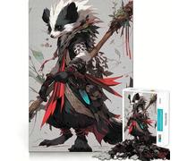Anthropomorphic Badger Shaman Illustration Jigsaws 1000 Pieces for Teenagers Decompress Smooth Cut Fun Challenge Perfect Art (38x26cm)