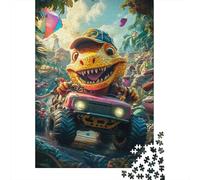 Anthropomorphic Dinosaur Off Road Adventure 1000 Piece Jigsaw Puzzle Paper for Adults Jungle Explorer Puzzle Game for Family Home Decor Gift 52x38cm/1000pcs