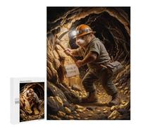 Anthropomorphic Mole Miner in Gold Mine Puzzle for Adults, 500 PCS, Illustrated Jigsaw Edition, Classic Jigsaw Entertainment for The Home, at Home