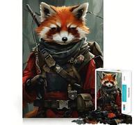 Anthropomorphic Red Panda Warrior Portrait 1000-piece Puzzle for Teenagers Mind Exercise Smooth Joint Family Play Home Decor (38x52cm)