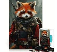 Anthropomorphic Red Panda Warrior Portrait for Adults 1000 Piece Jigsaw Puzzle Indoor Fun Smooth Thick Family Activity Birthday Art Gift (50x75cm)
