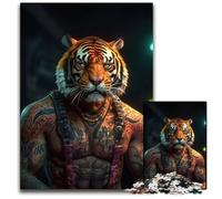Anthropomorphic Tiger JigsawPuzzle 1000 Pieces for Adults Paper Jigsaw Home Decor Brain Teaser Game for Teenagers & Family Interaction 1000 PCS(38x26cm)