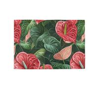 Anthurium Red Green Art Decorative placemats for dining table autumn plastic place mats washable tapete para mesa de comedor set of 6 12x18