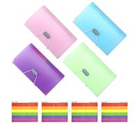 ANTHYTA 4 Pcs Expanding File Organisers,A6 Size Accordion Folder with 13 Pockets,Filing Boxes Document Organiser,Plastic Wallets Receipt Organiser for Filing Folders and Storage Files,4 Color