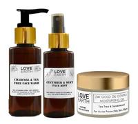 Anti Acne Kit ? Tea Tree Face Wash, Cucumber Face Mist,24K Gold Oil Control Moisturization Cream Combo |Oily Acne - Prone Skin for Skin Hydration, Inflammation Mother's Day Gift Set