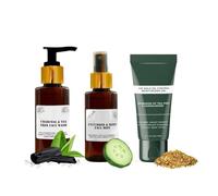 Anti-Acne Skincare Ki.t - Tea Tree Fac.e Was.h, Cucumber Face Mist & 24K Gold Oil-Control Moisturizing Cream | For Oily & Prone Skin | Hydration, Radiance & Inflammation Relief | Mother’s Day Gift Set