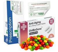 Anti-Aging Old Funny Prescription Box Gift with Skittles - Novelty Gag Gift Set with Pill Box, Free Bag, Sticker & 36g Skittles Sweets - Joke Present for Birthdays, Friends, Office & Secret Santa