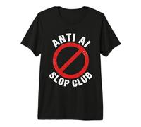 Anti AI Slop Club Grunge Protest Art Prohibition Symbol Premium T-Shirt