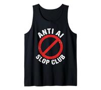 Anti AI Slop Club Grunge Protest Art Prohibition Symbol Tank Top