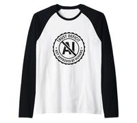 Anti-AI Trust Deficit Badge Grunge Style Raglan Baseball Tee