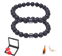 Anti Alcohol Bracelet, 2025 New Adjustable Magnetic Alcohol Rehabilitation Bracelet, Reduces The Urge to Drink, Unisex (2*Black A)