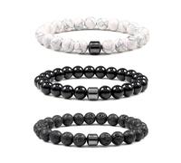 Anti Alcohol Bracelet 3 Pack - 8mm Adjustable Sobriety Bracelets for Reducing Drinking Urges - Minimalist Mindful Accessory for Men & Women - Magnetic Bracelet Daily Wear Bracelets for Work & Party