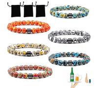 Anti Alcohol Bracelet, Alcohol Bracelet, Natural Relief for Alcohols Cravings, Reduce Alcohols Intake (Gray + Orange + Yellow + Light Blue + Rainbow + Dark Blue)