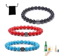 Anti Alcohol Bracelet, Alcohol Bracelet, Natural Relief for Alcohols Cravings, Reduce Alcohols Intake (Red + Black + Blue)