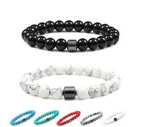 Anti Alcohol Bracelet Women & Men - Reduce the Urge to Drink, 8MM-Adjustable Glame Anti Alcohol Magnetic Bracelet, Neodymium & Onyx Anti-Alcohol Craving Jewelry (A+B)