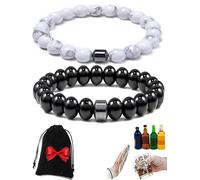 Anti Alcohol Bracelet Women & Men, Stop Drinking Alcohol Bracelet, 2025 New Glame Magnetic Bracelets Reduce the Urge to Drink Relieve Anxiety Stress (Black*1 +White*1)