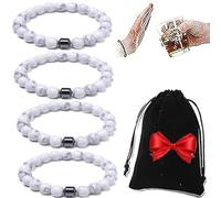 Anti Alcohol Bracelet Women & Men, Stop Drinking Alcohol Bracelet, 2025 New Glame Magnetic Bracelets Reduce the Urge to Drink Relieve Anxiety Stress (White*4)