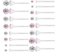Anti Allergy Hypoallergenic Plastic Stud Earrings Set, 8 Pairs with Silicone Backs, 2-5mm Cubic Zirconia for Sensitive Ears, 2mm-5mm, Plastic Silicone Cubic Zirconia, Cubic Zirconia