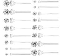 Anti Allergy Hypoallergenic Plastic Stud Earrings Set, 8 Pairs with Silicone Backs, 2-5mm Cubic Zirconia for Sensitive Ears, 2mm-5mm, Plastic Silicone Cubic Zirconia, Cubic Zirconia