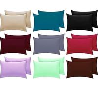 Anti Allergy Plain Dye Pillow Cases/Cover 2 Pack Cream Bedding Non Iron Poly Cotton Percale Housewife Pillowcase Pair Envelope Closure, 50 x 75cm UK