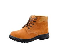 Anti and Anti Puncture Toe Rubber Sole Welding Work Shoes Anti Wear Construction Anti Collision Work Shoes Mens Black Shoes (Brown, 7.5)