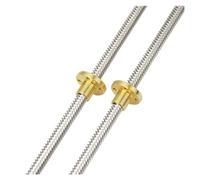 Anti-backlash ball screw Lead 8mm 304 Stainless Steel Threaded Rod Lead Screw With T8 Brass Nut(200mm (2PCS))