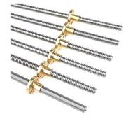 Anti-backlash ball screw T8 Lead Screw Trapezoidal Rod Thread 8mm Pitch 1mm Length 100-1000mm With Brass Nut(900mm)