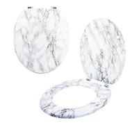 Anti-Bacterial Coating Marble Effect Toilet Seat Loo Seats No Rust Chrome Hinges