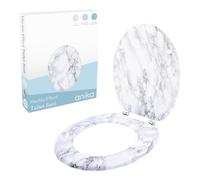 Anti-Bacterial Coating Marble Effect Toilet Seat Seats With Chrome Hinges