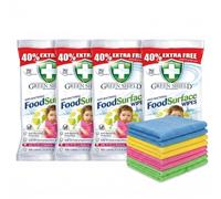 Anti-Bacterial Food Wipes 4 Pack (280 Wipes) - Disinfectant Cleaning & Sanitizing Wipes for Safe Food Prep, Utensils & Surfaces | Kills Germs & Bacteria | Ideal for Home, Kitchen Use