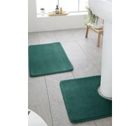 Anti- Bacterial Memory Foam' Bath and Pedestal Mat Set Catherine Lansfield Dark Green One Size