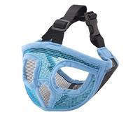 Anti-Biting Bulldog Pug Muzzle Adjustable Short Snout Dog Muzzle Breathable Mesh Muzzle Dog Mouth Cover for Pitbull, Boston Terrier, Chow Chow for Biting Chewing Barking and Training (M-Blue)