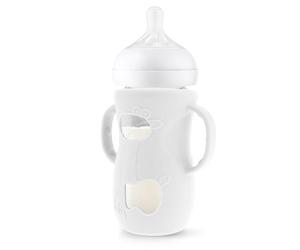 Anti Breakage Bottle Cover - Silicone Sleeve with 2 Handle, Toddller Feeding Milk Powder Protector, Nursing Travel Road Trip Supply | Playgroup Snack Time Bottle, High Chair Spill Prevention Stroller