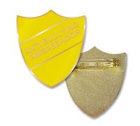 Anti Bullying Ambassdor Shield Pin Badge - Enamel and Brass - Safety Pin fixing - Size 30mm (YELLOW)
